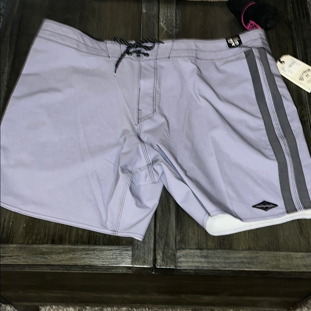 Billabong purple ash gray stripe  Board Shorts with Drawstring Waist
